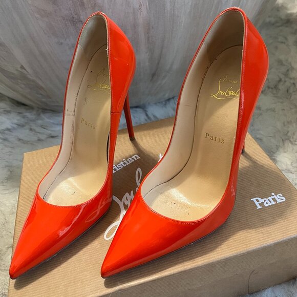 Christian Louboutin So Kate 120 mm Patent Capucine (orange) heels, size 38.5. - Picture 3 of 6